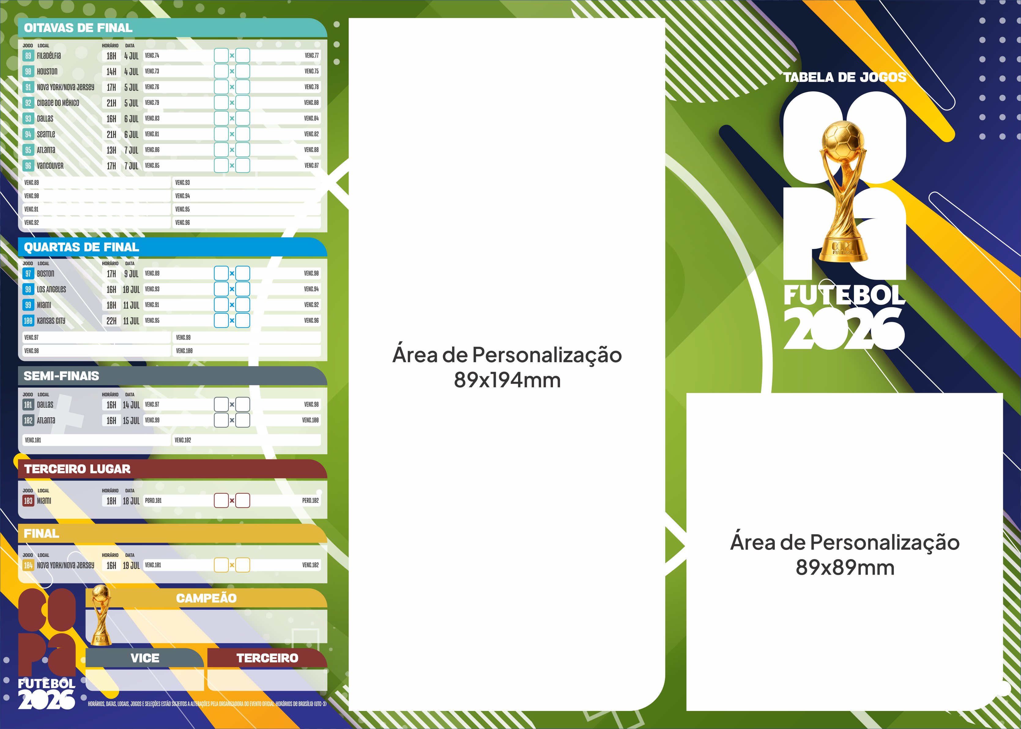 Tabela para Copa do Mundo